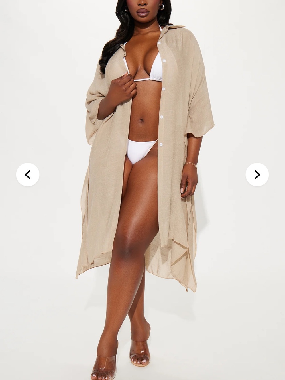 Fashion Nova Gauzy Button Front Swim Coverup OSFM